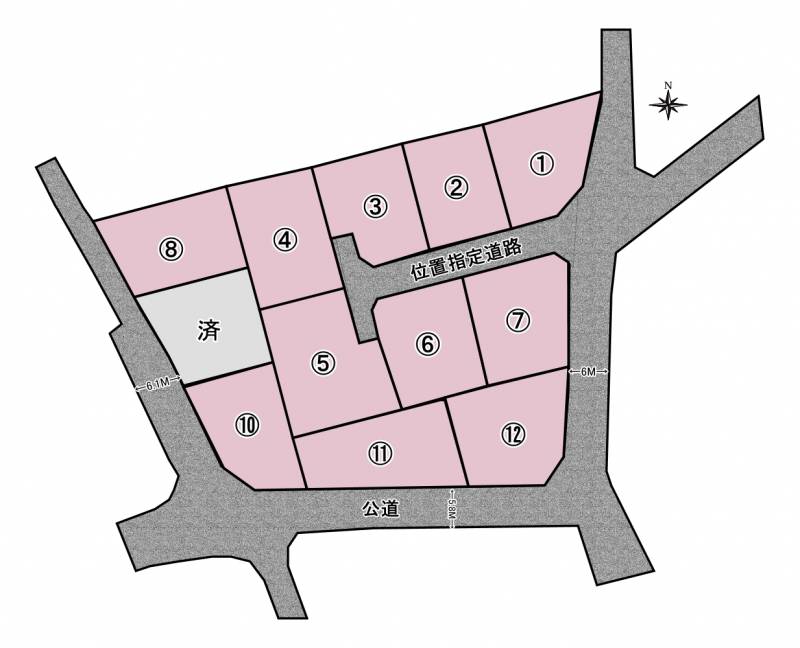 四国中央市中曽根町 中曽根12区画分譲地1号地～12号地の区画図