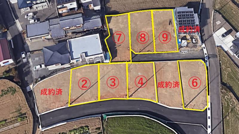 四国中央市上柏町 松柏10区画分譲地②～⑥⑧⑨号地の区画図