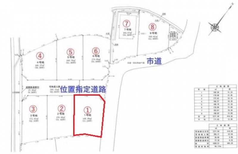 四国中央市下柏町 IC近松柏土地1号地の区画図