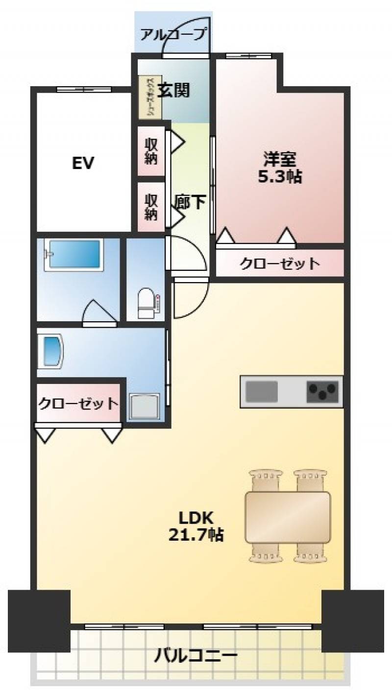 アルファライフ高知中央公園 1002号 の間取り画像