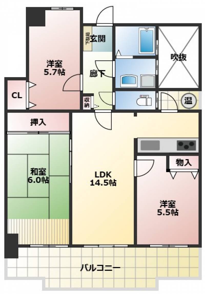 ディアハイム高知 の間取り画像