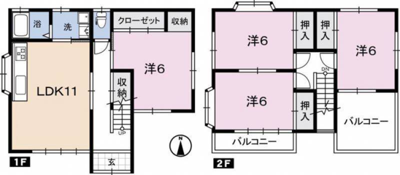 高知市鳥越 一戸建 の間取り画像