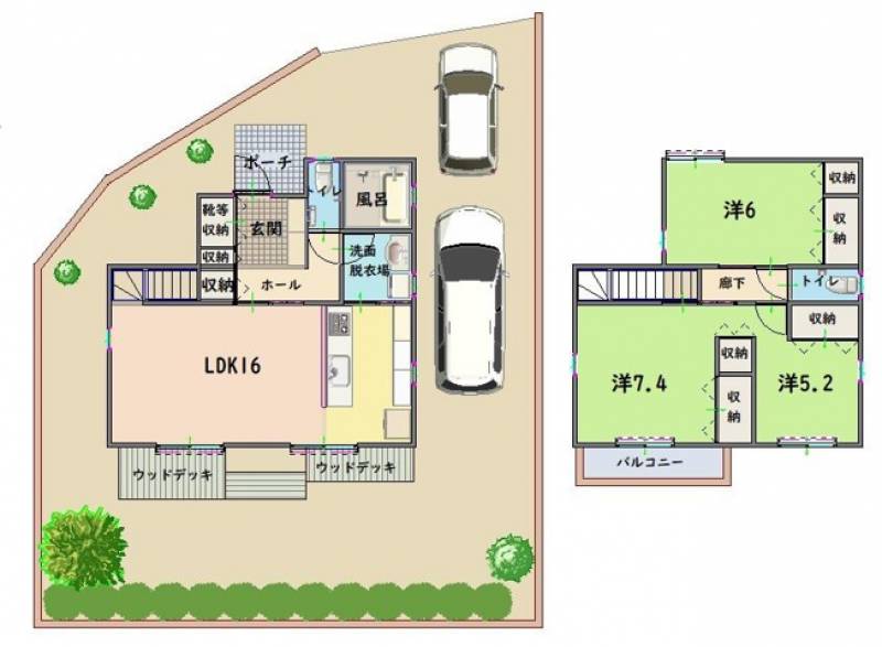 高知市長浜蒔絵台 一戸建 の間取り画像