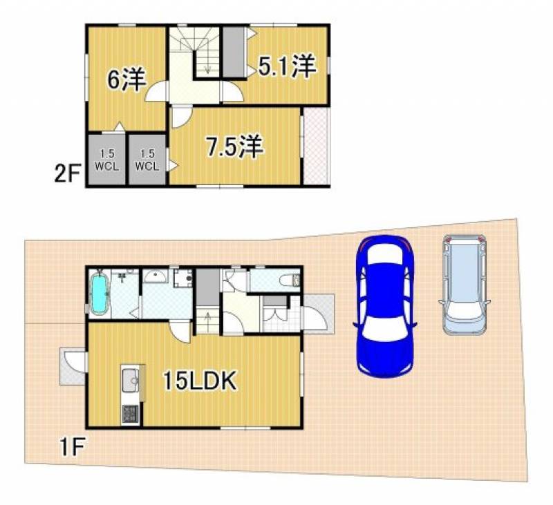 高知市鴨部 一戸建 の間取り画像