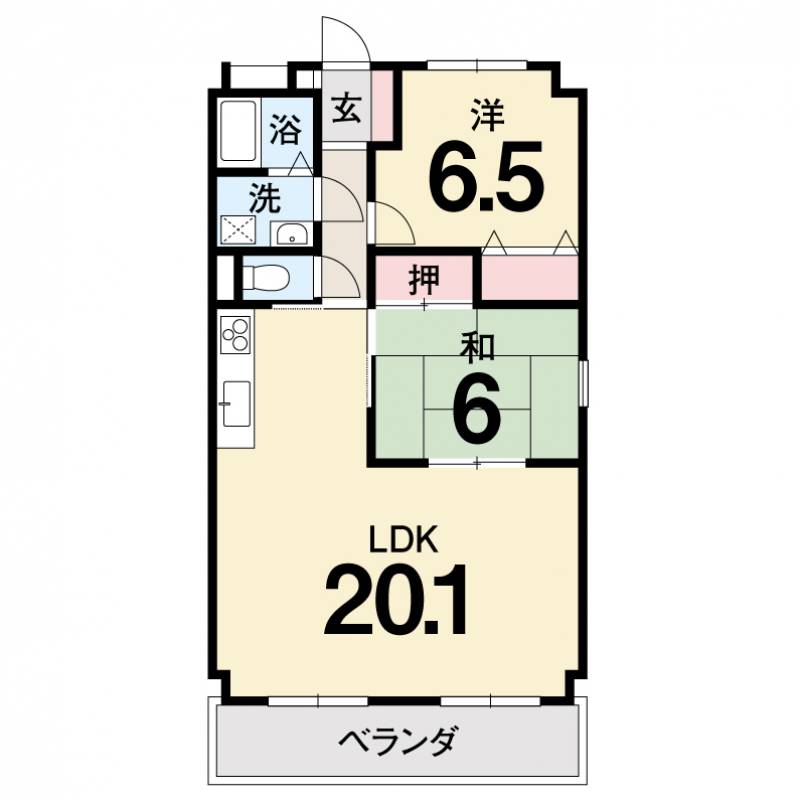 鏡川コーポB棟 2501の間取り画像