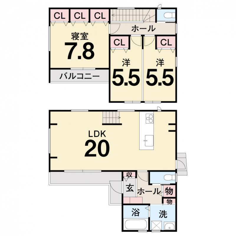 高知市朝倉本町 一戸建 2号地の間取り画像