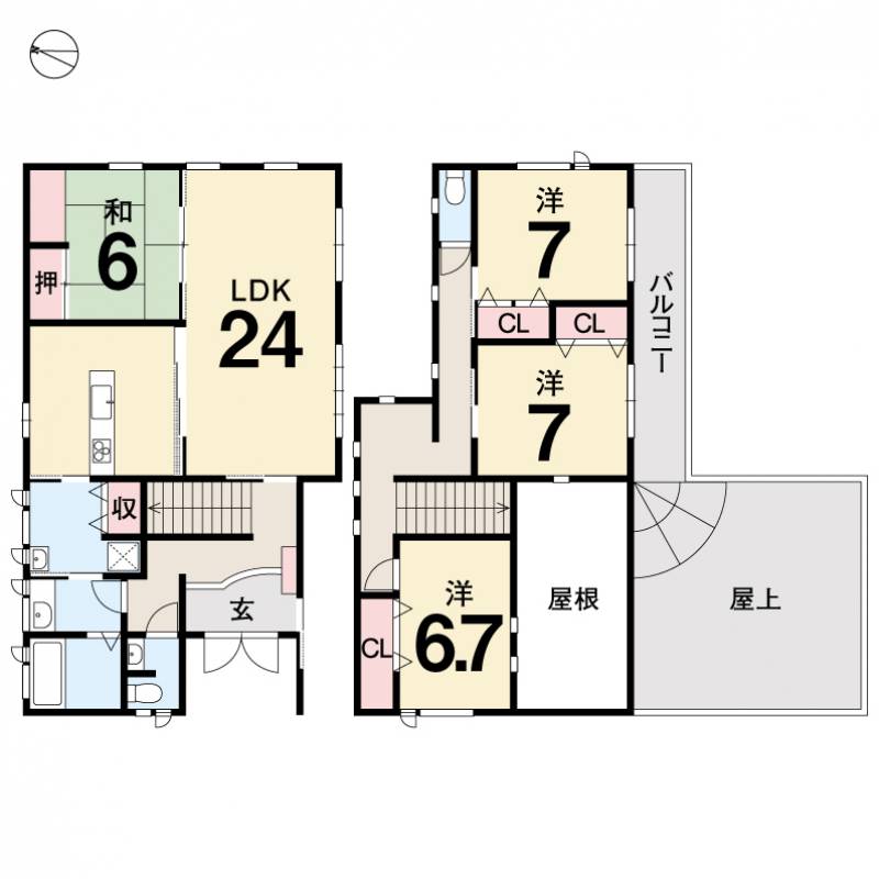 高知市長浜蒔絵台 一戸建 の間取り画像