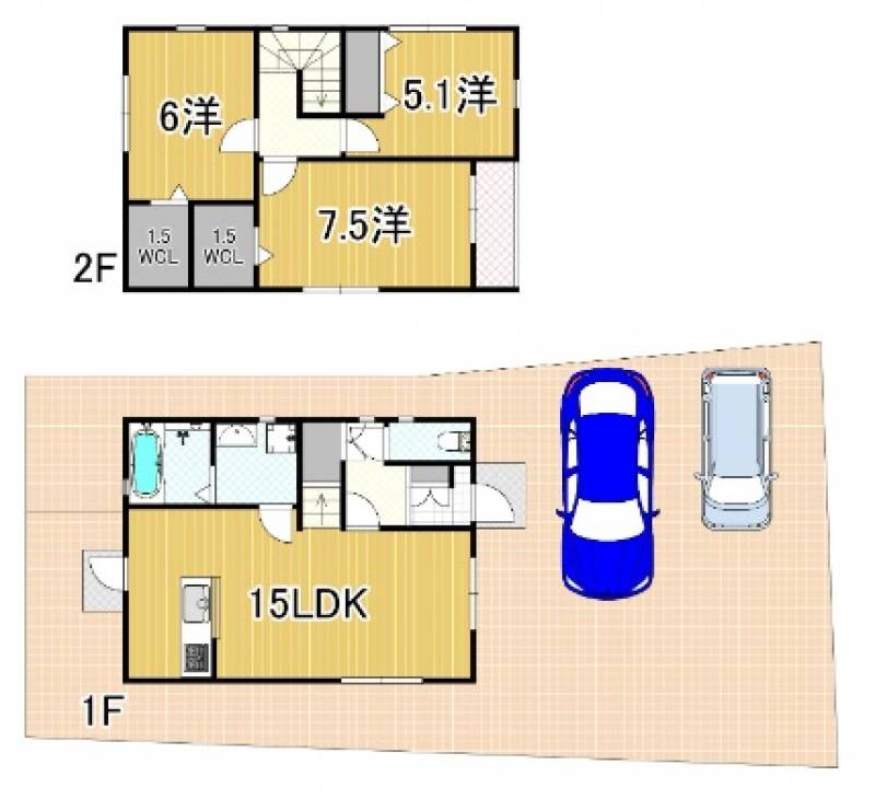 高知市鴨部 一戸建 の間取り画像