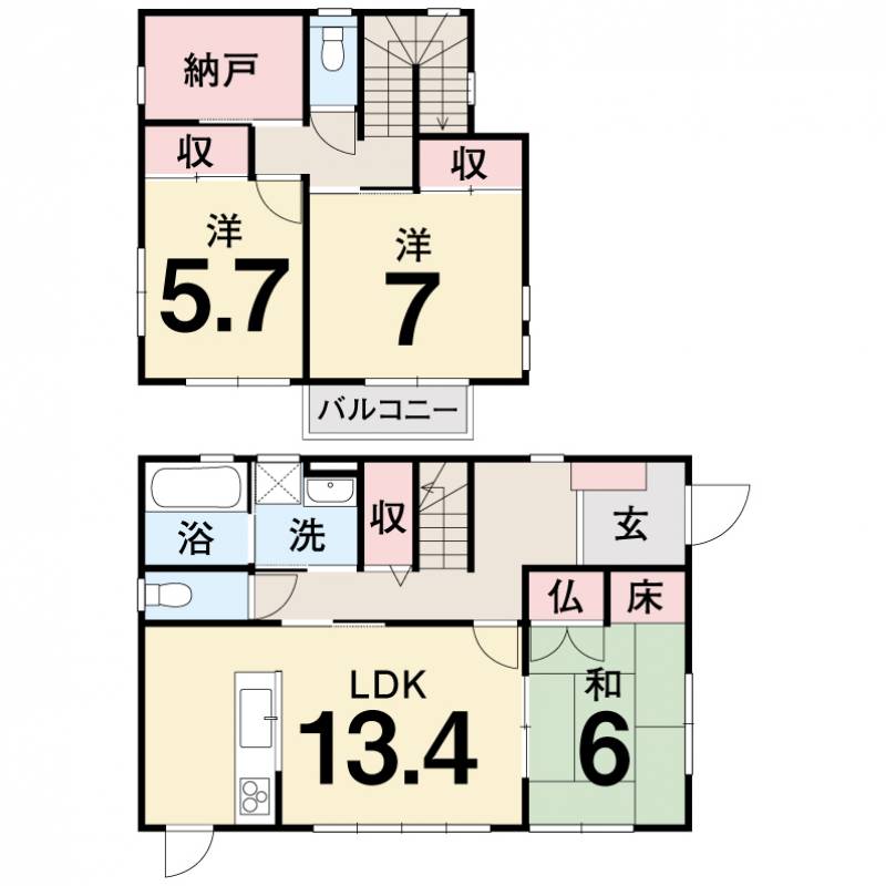 南国市緑ケ丘 一戸建 の間取り画像