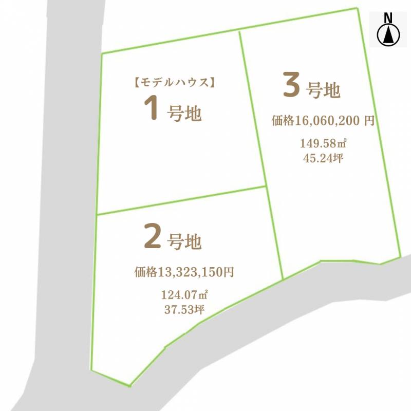 高知市鴨部 葉山の自社物件2号地の区画図
