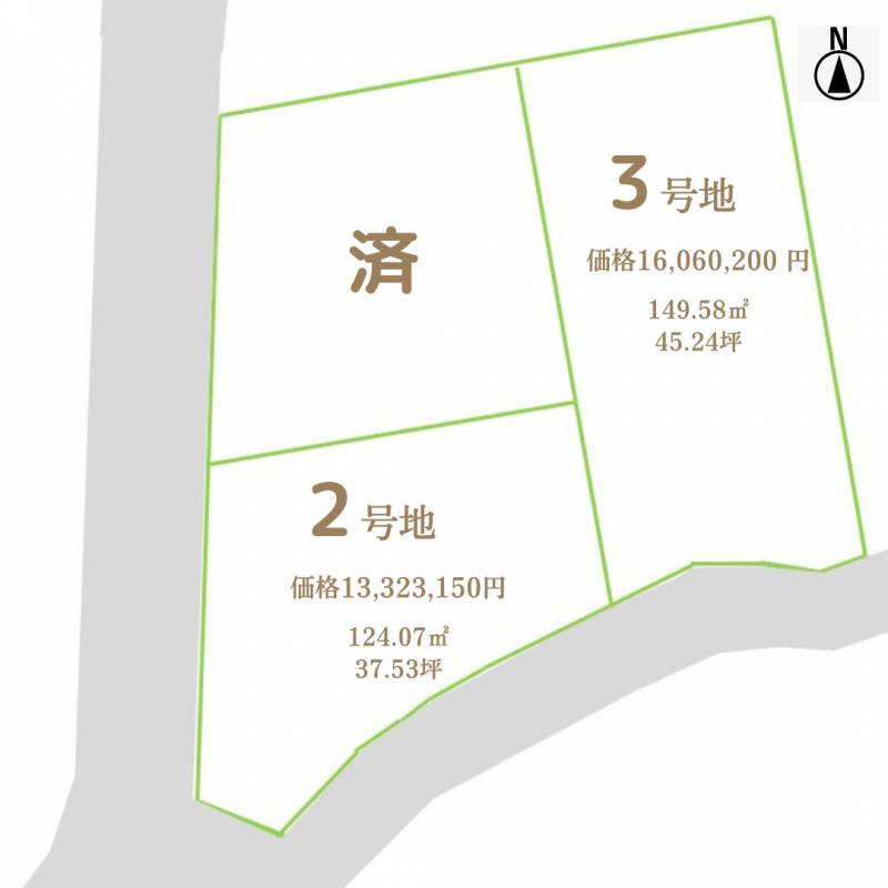 高知市鴨部 葉山の自社物件3号地の区画図