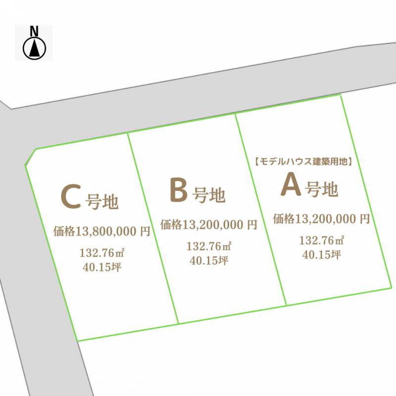 高知市横内 ロイエ横内　葉山の自社物件A号地の区画図