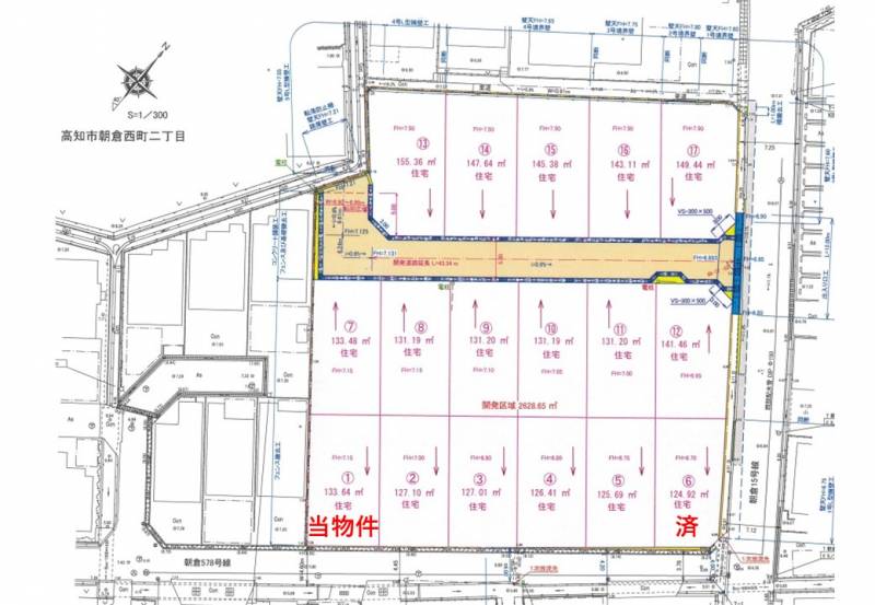 高知市朝倉西町 1号地の区画図