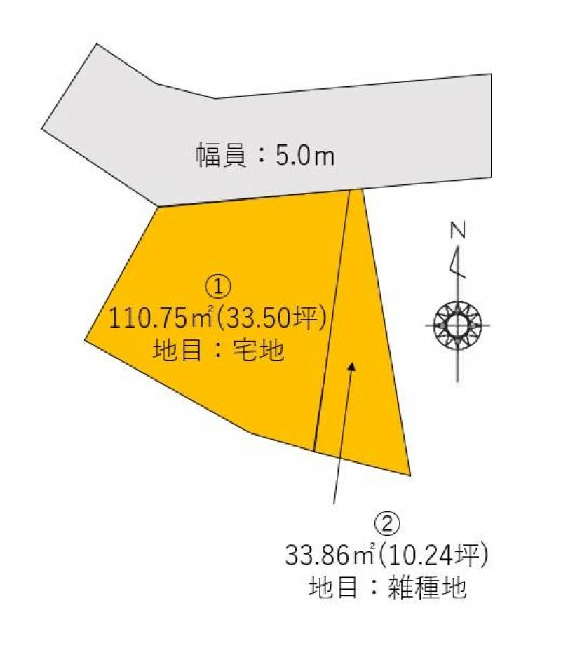 高知市中須賀町 1号地（西）の区画図