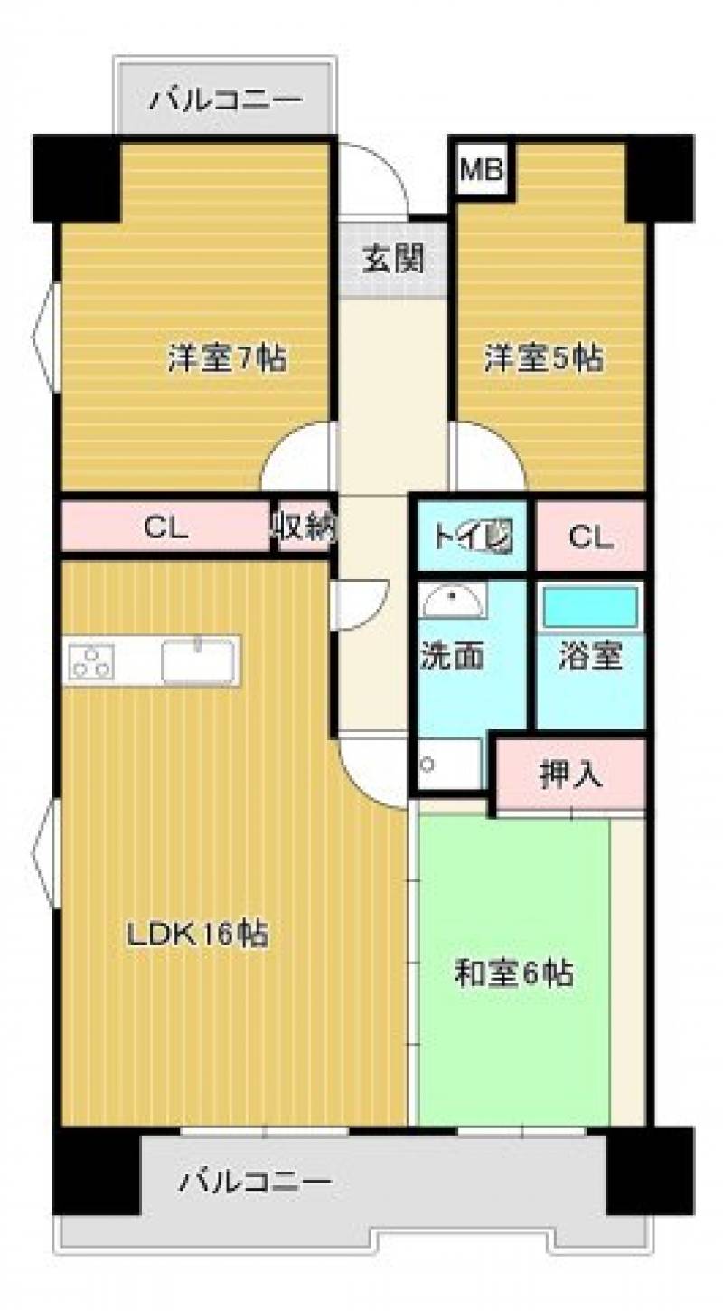 ダイアパレス大川筋3F の間取り画像