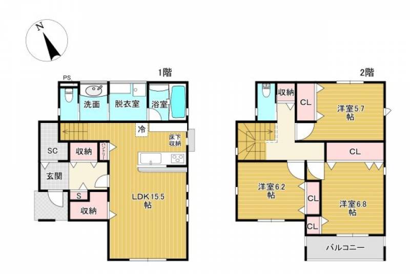 南国市大そね甲 一戸建 の間取り画像