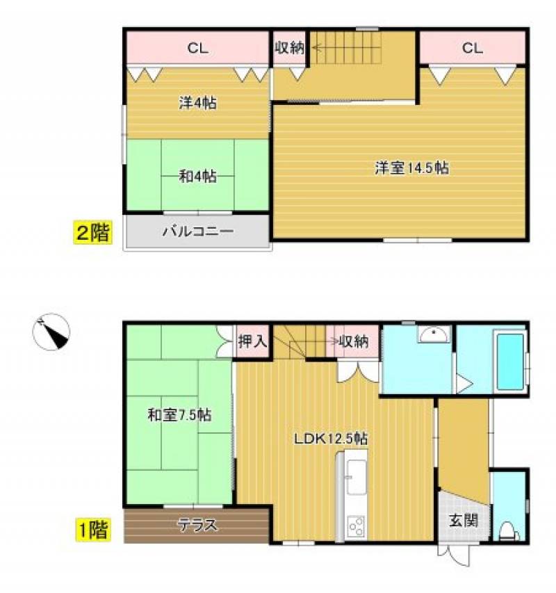 高知市朝倉甲 一戸建 の間取り画像