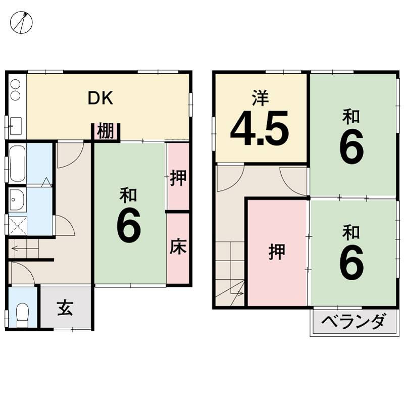 高知市十津 一戸建 の間取り画像