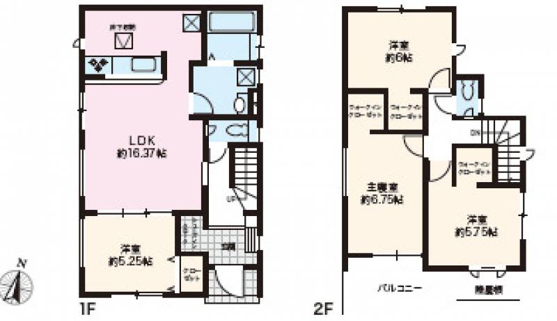 高知市朝倉本町 一戸建 （２棟２）の間取り画像