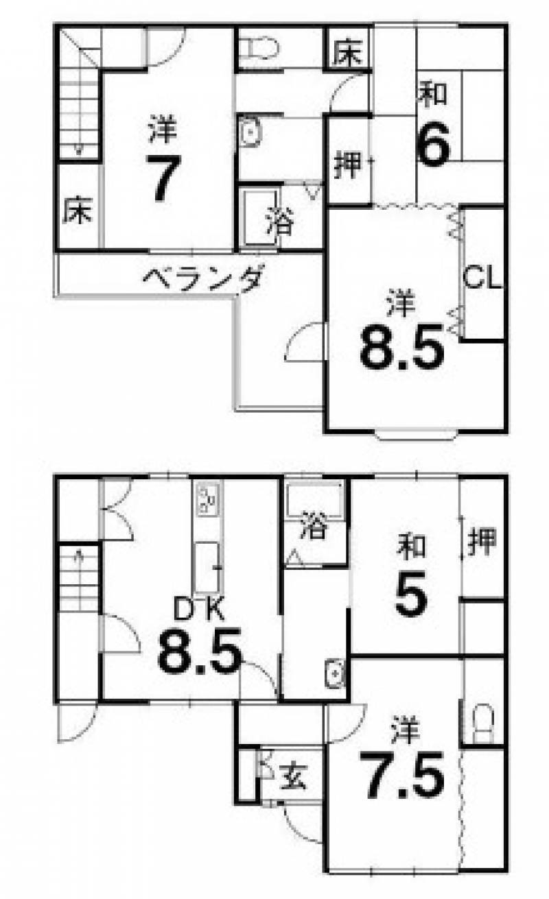 高知市南宝永町 一戸建 の間取り画像