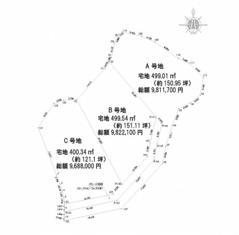 香南市香我美町下分 3区画C号地の区画図
