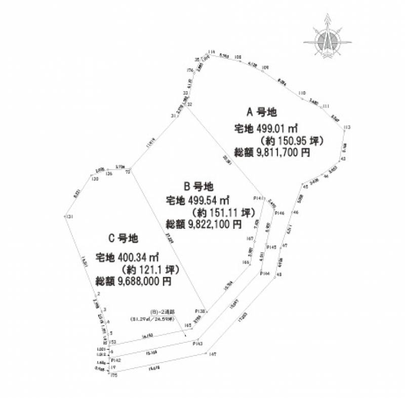 香南市香我美町下分 3区画A号地の区画図