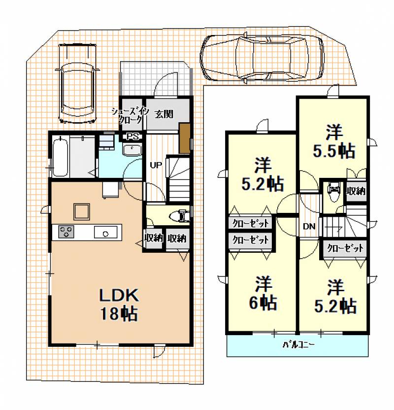 高知市介良乙 一戸建 ６期４号棟の間取り画像