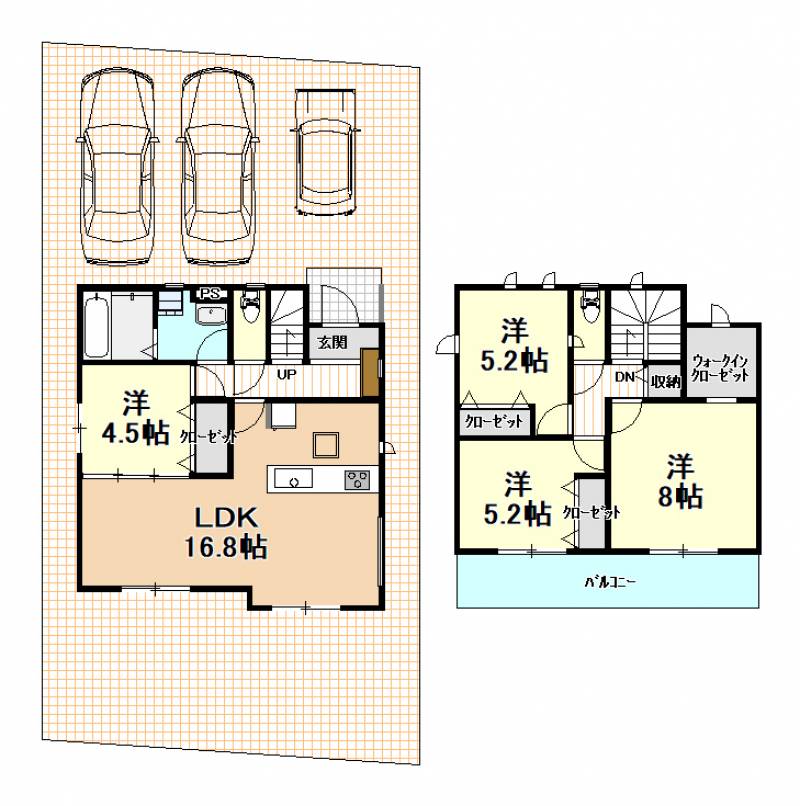 高知市介良乙 一戸建 ８期1棟の間取り画像