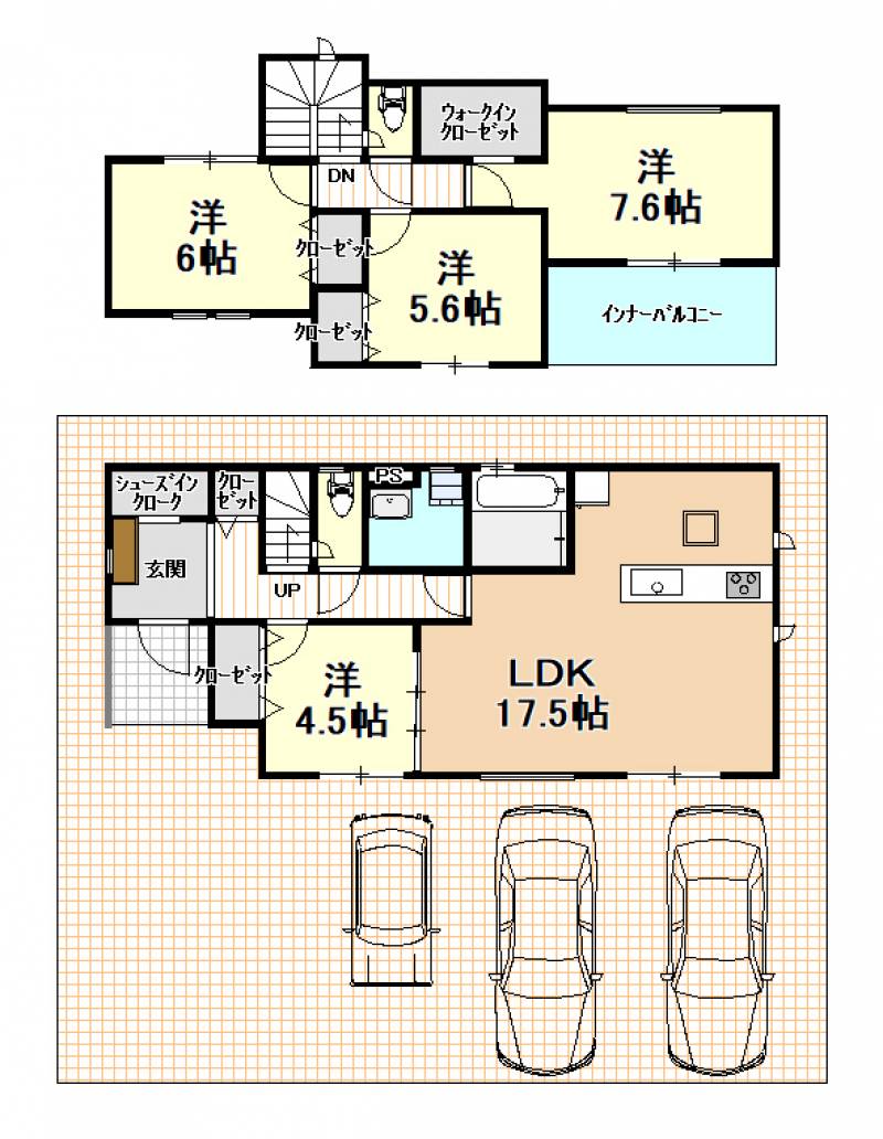 高知市百石町 一戸建 ７期１号棟の間取り画像