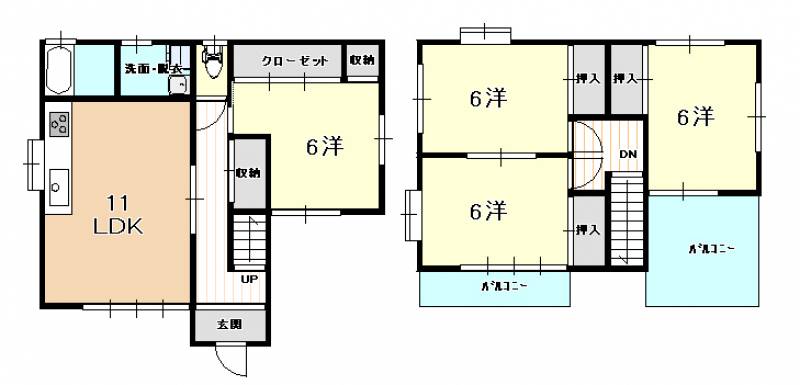 高知市鳥越 一戸建 の間取り画像