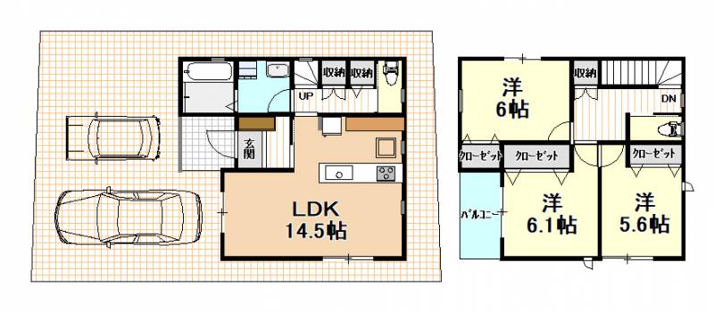 高知市鴨部 一戸建 の間取り画像