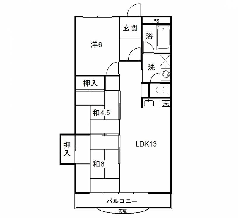 千松グリーンハイツ 205の間取り画像