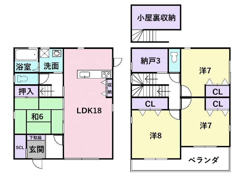 高知市朝倉本町 一戸建 の間取り画像