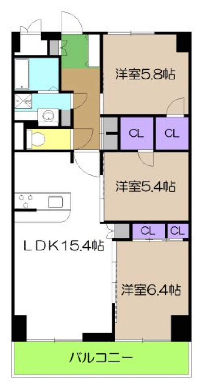 鏡川コーポB棟 2403 の間取り画像