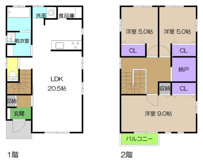 高知市新屋敷 一戸建 の間取り画像