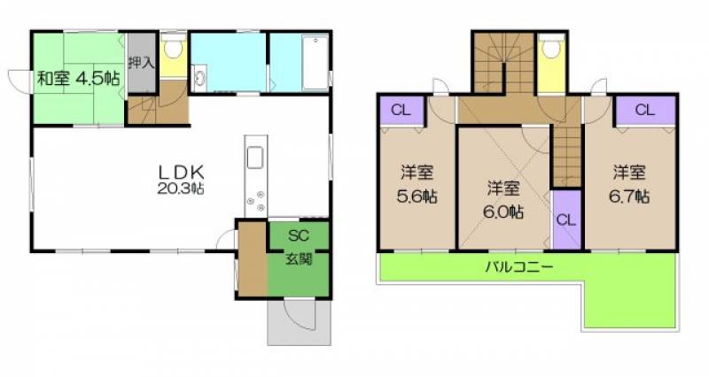 高知市愛宕町 一戸建 の間取り画像