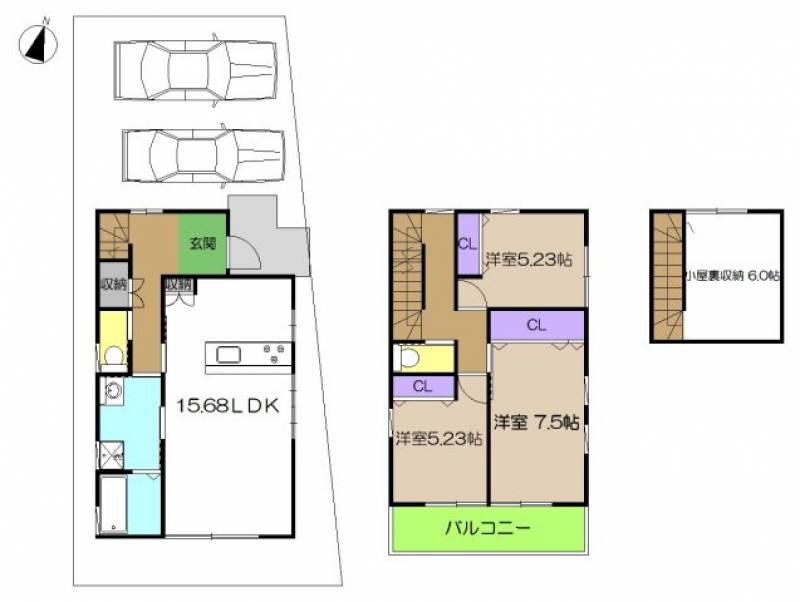 高知市鴨部 一戸建 の間取り画像