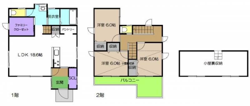 高知市鴨部 一戸建 の間取り画像