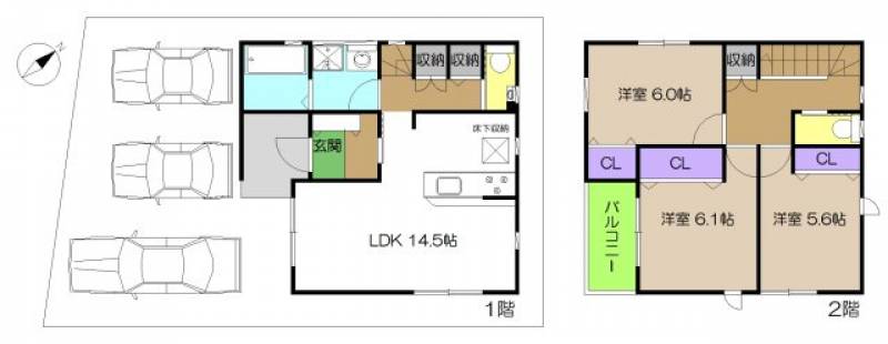 高知市鴨部 一戸建 の間取り画像