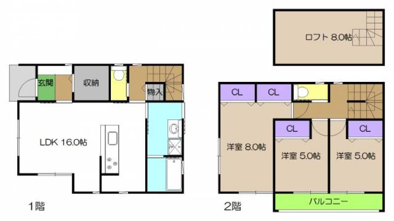 高知市新屋敷 一戸建 の間取り画像