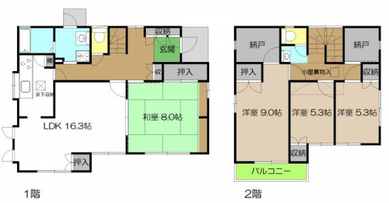 高知市潮見台 一戸建 の間取り画像