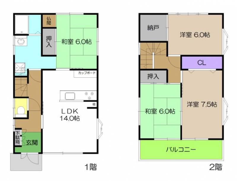 吾川郡いの町枝川 一戸建 の間取り画像