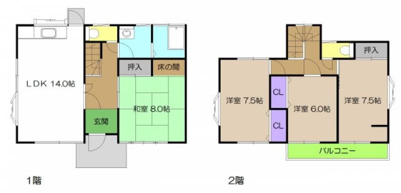 高知市潮見台 一戸建 の間取り画像