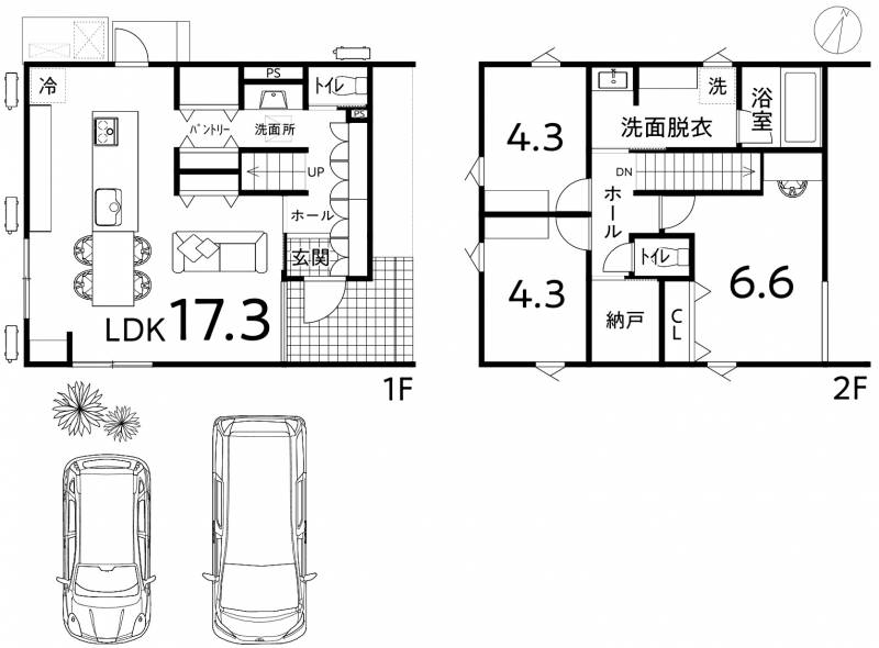 高知市一宮東町 一戸建 Fタウン一宮A号地　compassの間取り画像