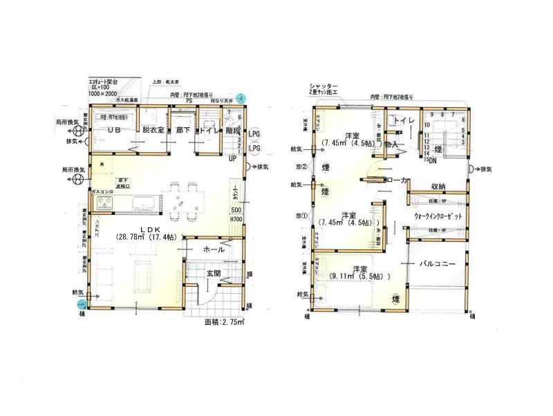 吾川郡いの町 一戸建 の間取り画像