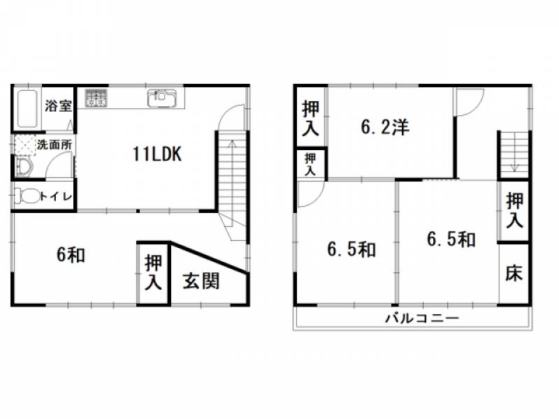 高知市愛宕山 一戸建 の間取り画像