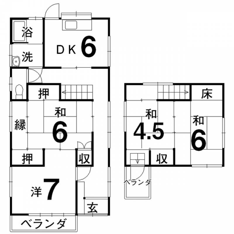 吾川郡いの町枝川 一戸建 の間取り画像