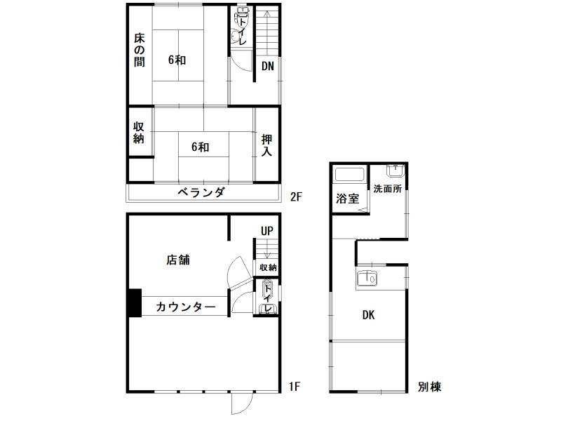 香美市土佐山田町東本町 一戸建 の間取り画像