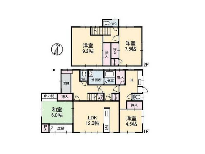 高知市朝倉甲 一戸建 の間取り画像