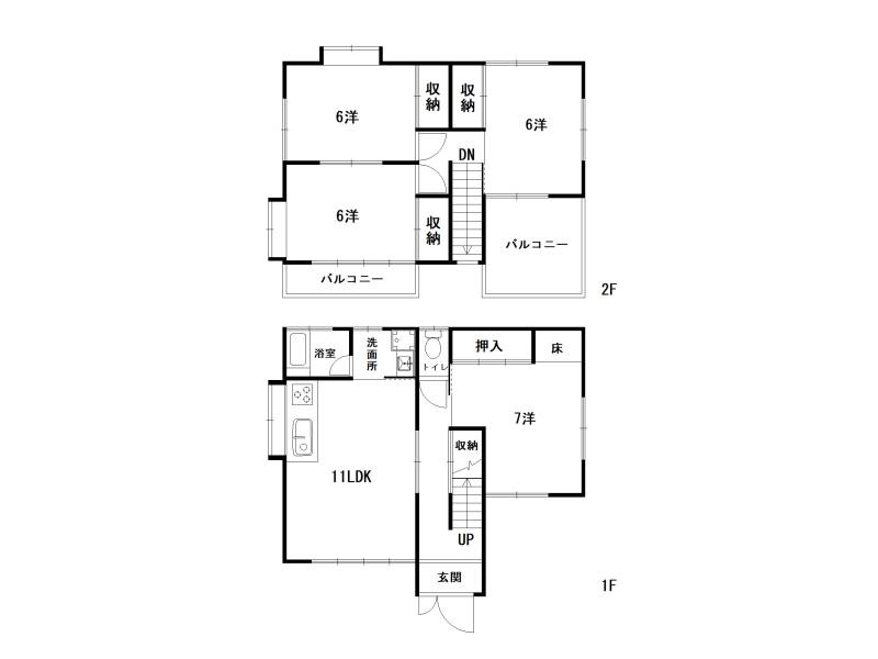 高知市鳥越 一戸建 の間取り画像